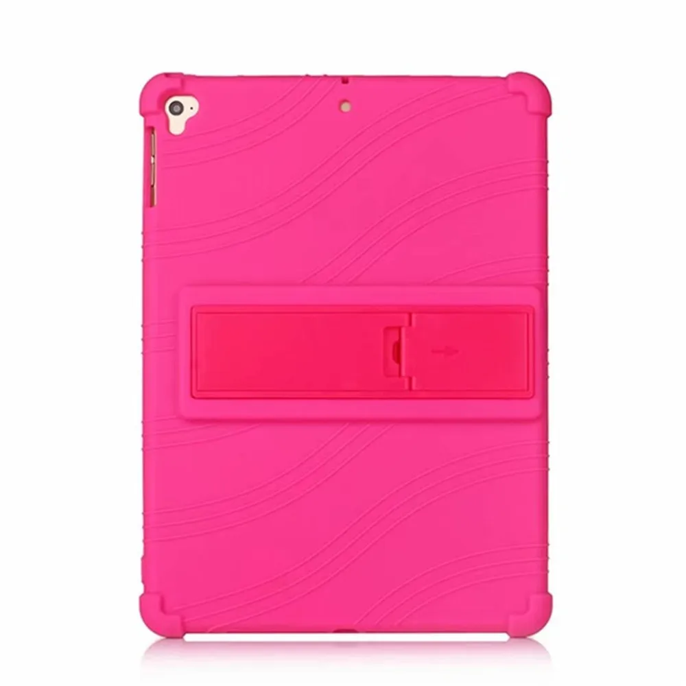Силиконовый чехол для iPad 10,2 7-го поколения, мягкий чехол, противоударный безопасный Чехол на весь корпус, для iPad Pro 10,5 Air 3 чехол+ ручка - Цвет: Розово-красный