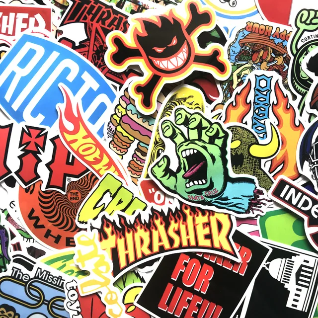 100 cool skateboard fashion Stickers For Suitcase Skateboard Laptop Luggage Fridge Phone Car Styling DIY Decal waterproof 2