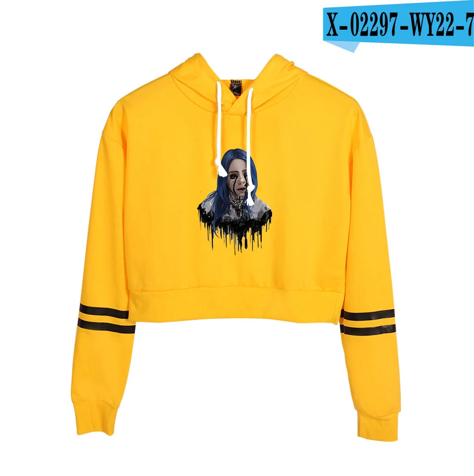 New Fashion Billie Eilish crop Top Hoodies Sweatshirt Women Pullovers Billie Eilish Hoodies Casual women's/girl's orange Hoody - Цвет: orange