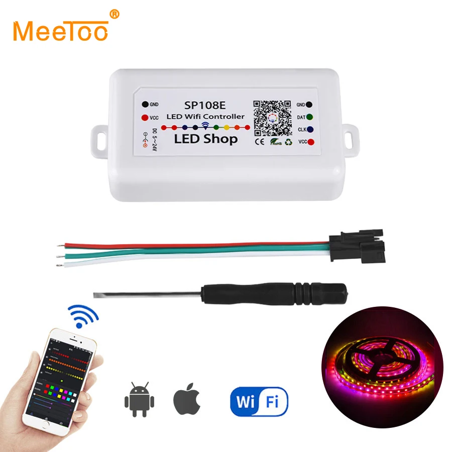 Светодиодный Wi-Fi контроллер SP108E RGB WS2812B WS2811 SK6812 пикселей светодиодный ленточный