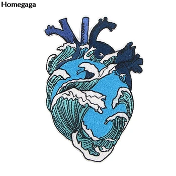 

Homegaga Cartoon Wave in My Heart Patch Stylish Patches Stripe Iron On Patch for Clothing Sewing Fabric Diy Appliques D2583