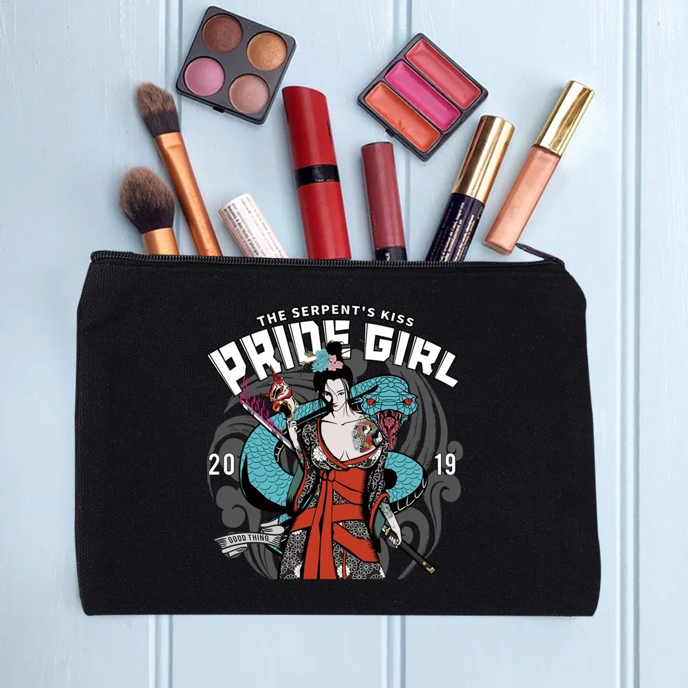 Casual Women's Cosmetic Bag Zipper Makeup Bag Female Handbags Black Pencil Cases Female Cosmetic Cases