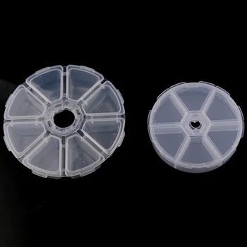 

8 Grid/6 Grid Round Clear Storage Box Plastic Box Jewelry Beads Container Pills Box Small Objects Organizer