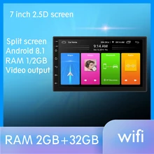 Android 8,1 автомобильное радио стерео gps навигация Bluetooth wifi Универсальный 7 ''2din 2.5D ips автомобильное радио стерео четырехъядерный мультимедиа