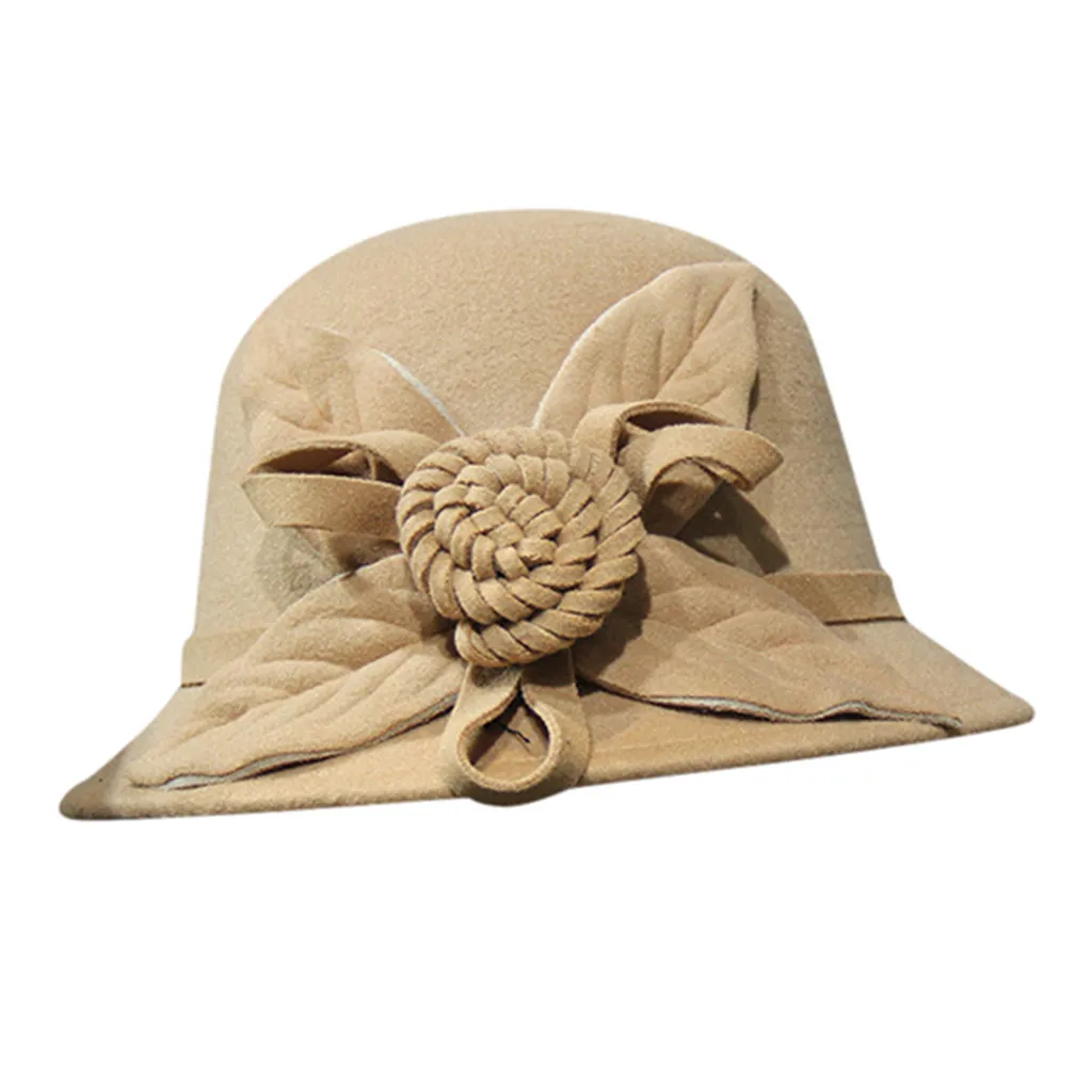 JAYCOSIN модная винтажная Женская шерстяная фетровая шляпа, вечерние шляпы во французском английском стиле, женская шапка, шляпы, подарок на день рождения 1212 - Цвет: Khaki