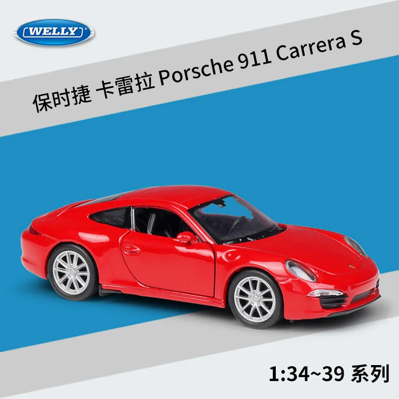 Welly 1:36 литая металлическая модель автомобиля игрушка для Porsche 911 Carrera S игрушечная машинка из сплава модель с функцией вытяжки для детского подарка