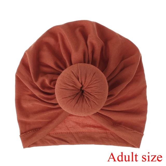 Fashion Mommy and Baby Cotton Round Ball Flower Hat Women Caps Girls Newborn Turban Knot Kids Adult Headwear Hair Accessories 26adult size