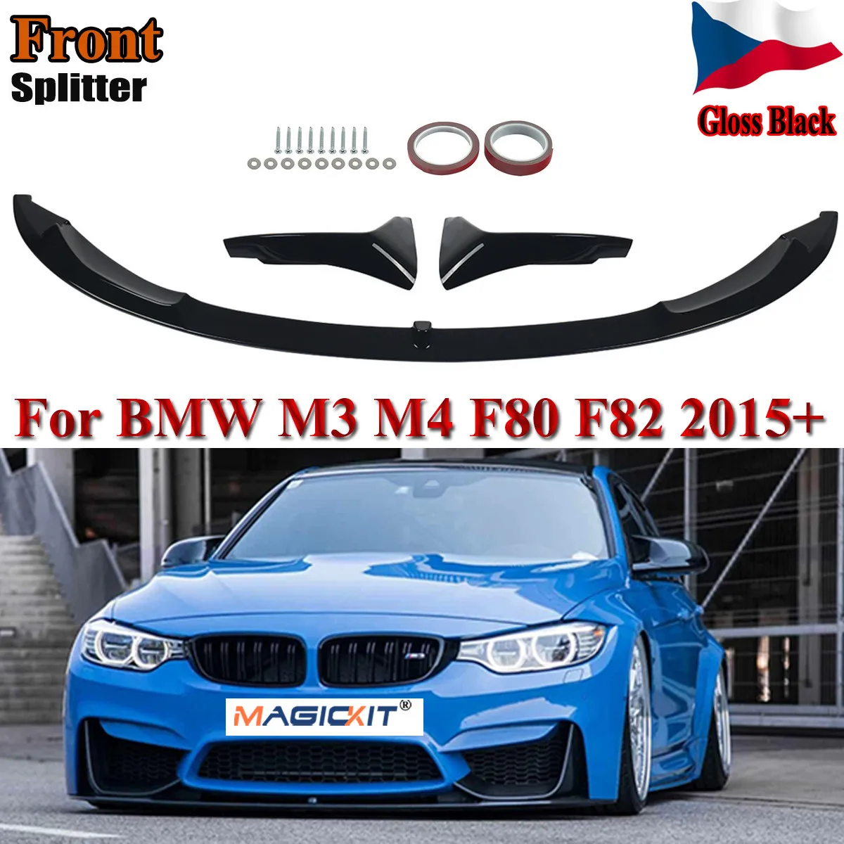 Сплиттер для губ MagicKit BMW M3 M4 F80 F82 2015 + CS клубный спортивный спереди блеск черный |