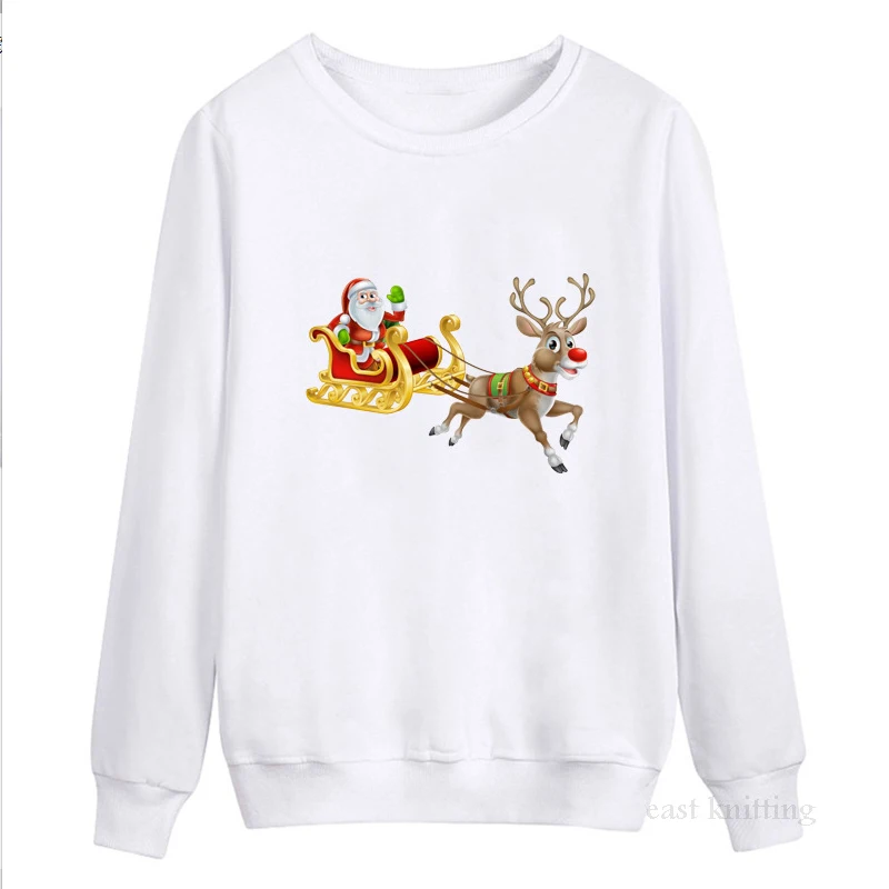Мода Merry Christmas для мужчин женщин толстовка забавные толстовки весна осень с капюшоном Санта и рудолф пуловеры для мужчин - Цвет: White