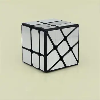 

MOYU Brain Teaser Brushed Sticker Black Background Twisty Windmill 3x3 Mirror Speed Cube Silver