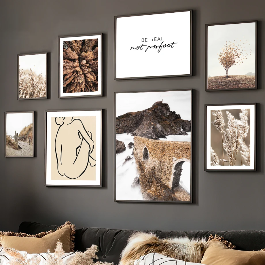 Fog River Mountain Reed Pine Girl Body Wall Canvas Painting Abstract Nordic Poster E Stampa Immagini Per Soggiorno Home Decpr