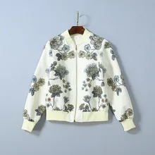 Осень Новая Европейская и американская Женская одежда с принтом жаккард с длинными рукавами модные бусы куртка