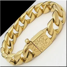 Мужской браслет с узором в стиле ретро, серебро/золото, нержавеющая сталь, мужские браслеты дружбы 15 мм, браслет на цепочке, ювелирные изделия