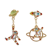 10 пара/лот модные ювелирные изделия металлическая Глянцевая ракета планеты космонавты серьги