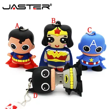 

JASTER 2019 new mini Superman usb flash drive 4gb 8gb 16gb pendrive 32gb 64gb US captain Batman drive creative mini U disk