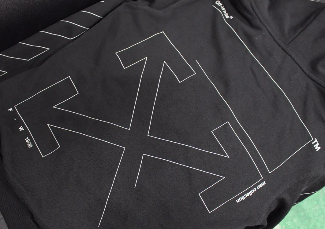 19SS OFF-WHITE OW эскиз сломанная стрела толстовка с капюшоном OS свободная Тяжелая Толстовка пара