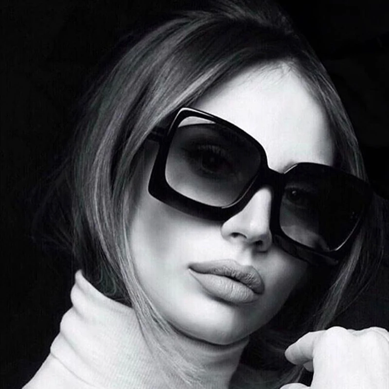 Übergroße Quadratische Sonnenbrille Frau Mode Marke Designer Sonnenbrille Weiblichen Großen Rahmen Retro Spiegel Vintage Luxus Oculos De Sol