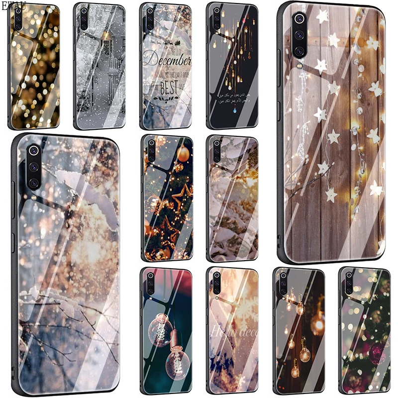 

EWAU Landscape Winter Light Snow Tempered Glass phone case for Xiaomi 5X 6X 8 Lite 9 A1 A2 F1 Remdi 4X 6A Note 5 6 7 pro
