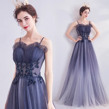 

Elegant Purple Evening Dress Appliques Sweetheart Backless Birthday Party Formal Dress Vestido De Festa Longo Crystal Dress