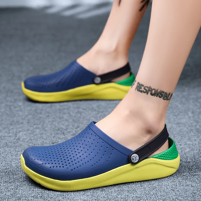 Мужские сандалии Crocks LiteRide Hole Shoes Crok резиновые сабо для мужской из ЭВА унисекс садовая обувь черный Crocse Adulto Cholas Hombre