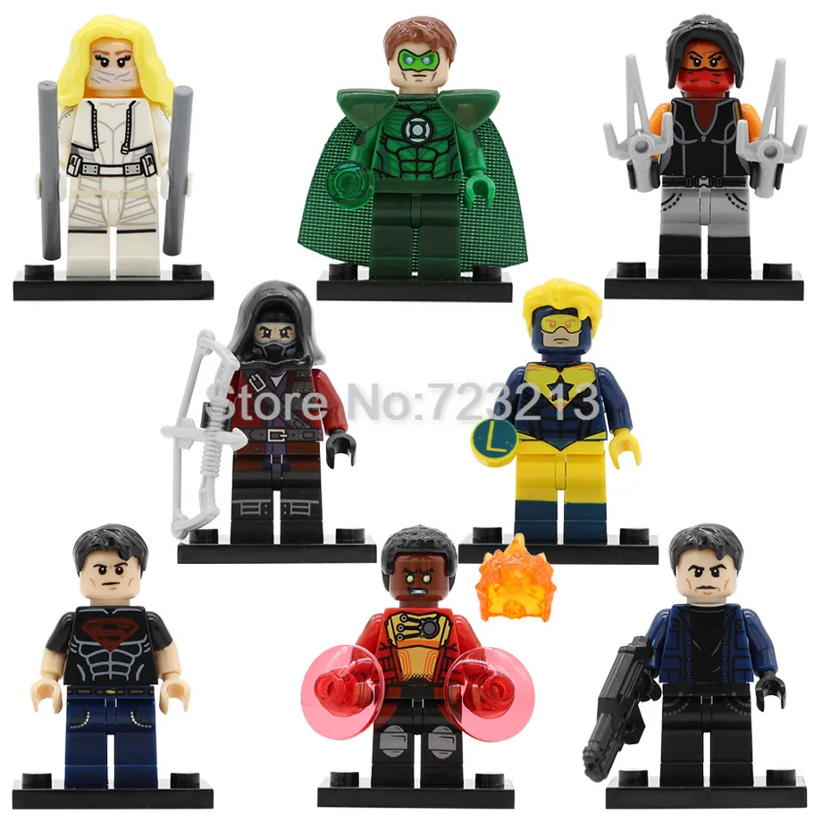 

Hero Figure Superboy White Canary Firestorm Captain Booster Gold Elektra Green Lantern Merlyn Building Blocks Toy Legoing