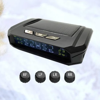 

External Universal Tire Detection Monitor Wireless Solar Tire Pressure Detector for Car Auto Automobile (Black, External Color S