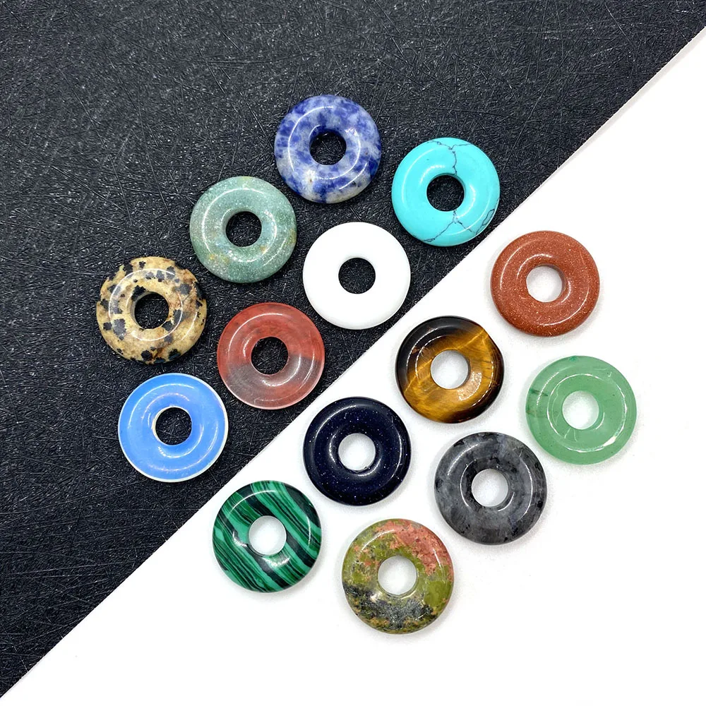 3 шт. Натуральный Полудрагоценный камень ностальгические кольцо подвеска-пончик