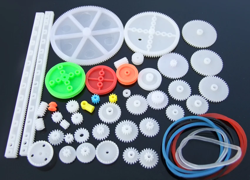 78pcs Worm Rack Kits Accessories Plastic Gears Pulley Belt Gear Shaft Belt DIY Set 