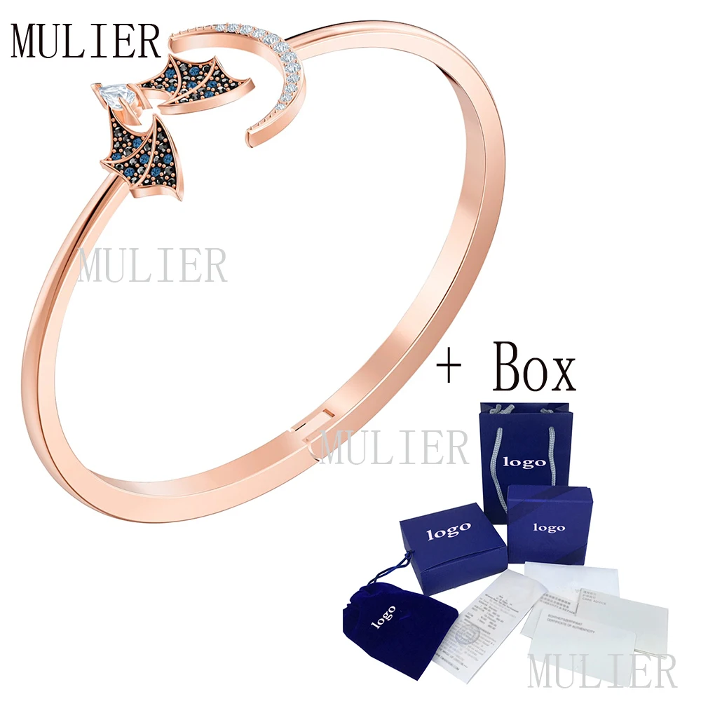 MULIER серия достатков, уникальный шарнирный браслет с пряжкой, открывающийся, розовое золото, таинственные летучие мыши, элегантный браслет с Луной, Женские аксессуары, 5491561 - Окраска металла: Светло-желтый, золотистый цвет