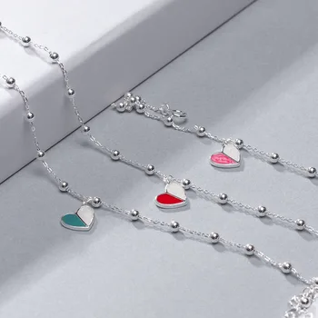 

Acecare S925 silver love bead bracelet female simple small fresh design Epoxy mirror polishing crafts