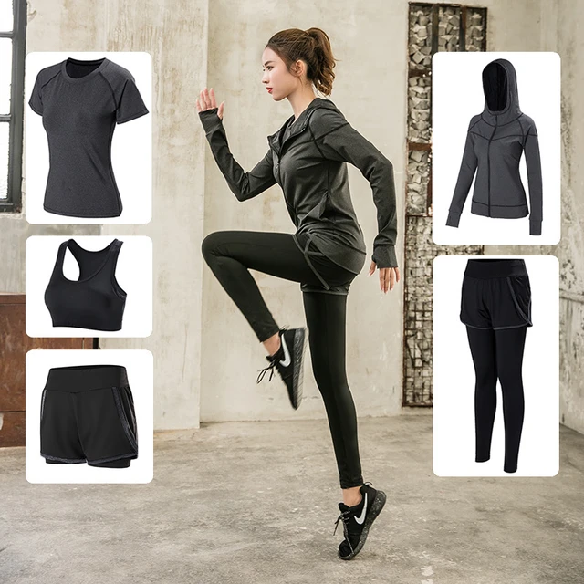 Ensemble de vêtements de sport femmes - Yoga - 5 pièces - Séchage rapide