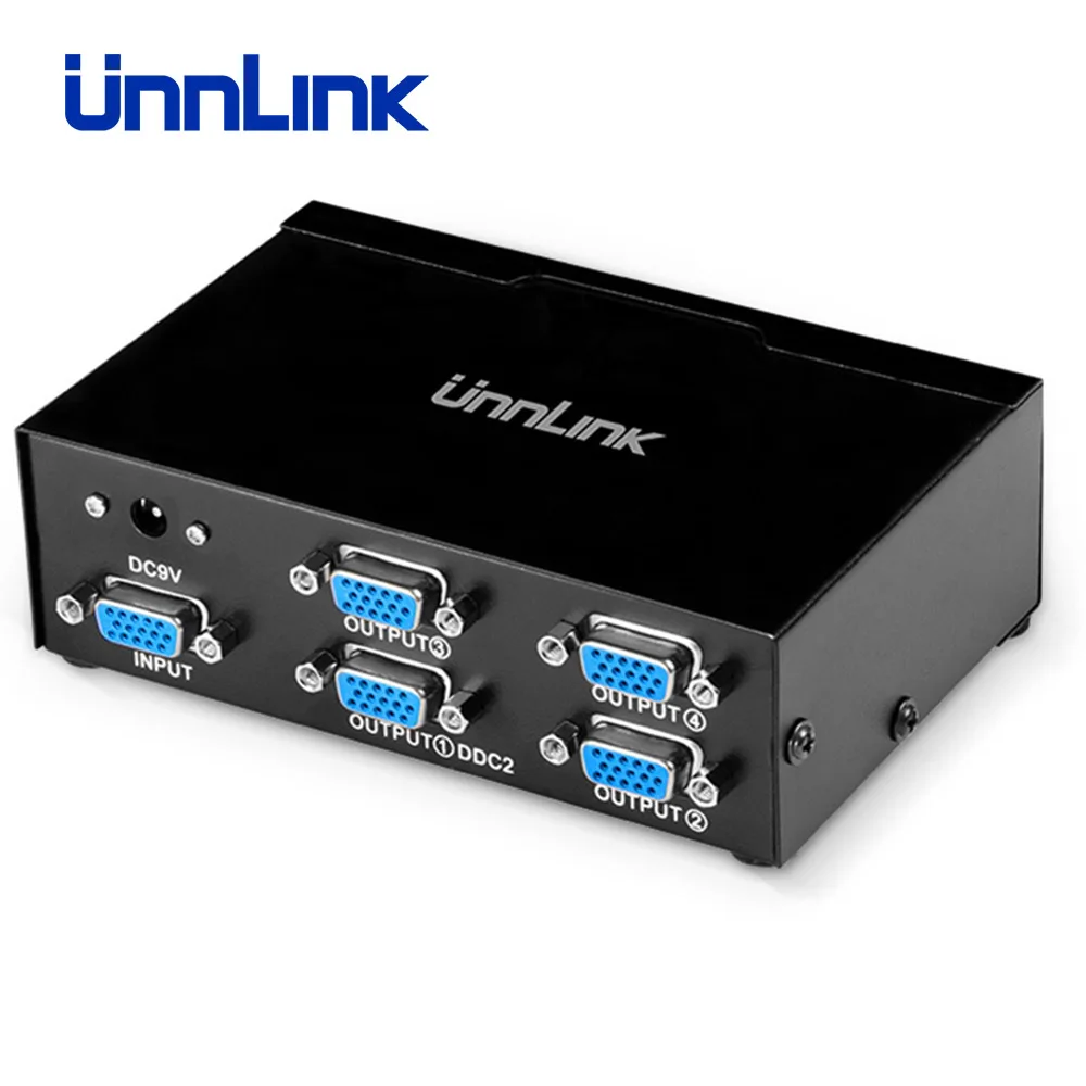 Разветвитель Unnlink VGA 1X4 FHD 1080P@ 60 Гц 1 вход сигнала VGA 4 Выход VGA 1*4 разветвители VGA для настольного компьютера ноутбука проектор