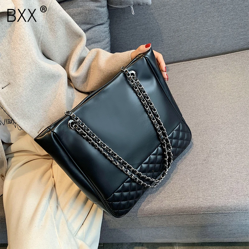 

[BXX] Chain PU Leather Crossbody Bag For Women 2020 Large Capacity Totes Shoulder Messenger Bag Female Handbags and Purses HK351