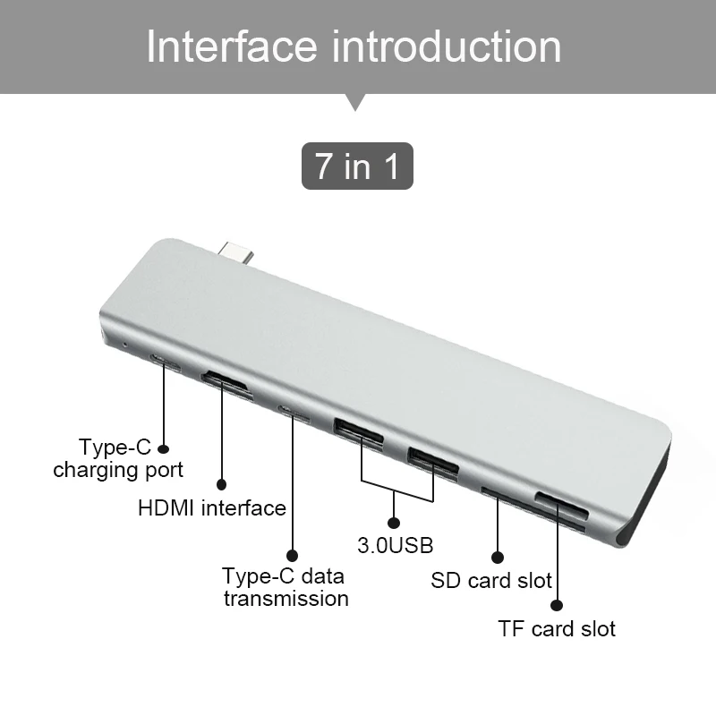 7-in-1 USB C HUB Basix тип-c концентратор к Hdmi USB-C концентратор к HDMI USB 3,0 SD TF кард-ридер для Macbook huawei mate20 P30 glaxy S9 USB C концентратор - Цвет: 7-in-1 USB C HUB