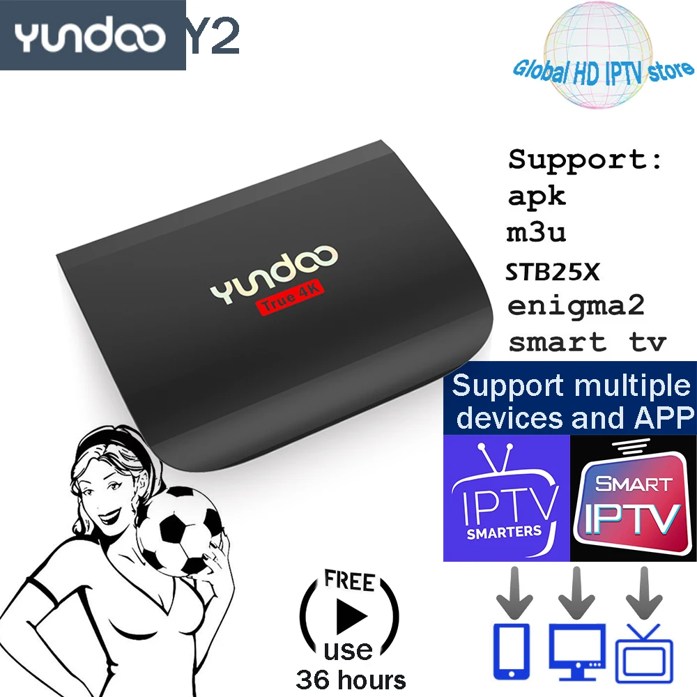 HD мировое iptv Android ТВ коробка yundoo Y2 лучшая для Европы арабский США Африка латино