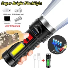 

LED Tactical Flashlight Portable Handheld Rechargeable Flashlight 4 Modes Super Bright for Camping Hiking Fishing Emergency