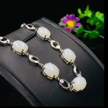 

Wholesale Fashion Woman Girl Party Gift White Jade 925 Sterling Silver Bracelet