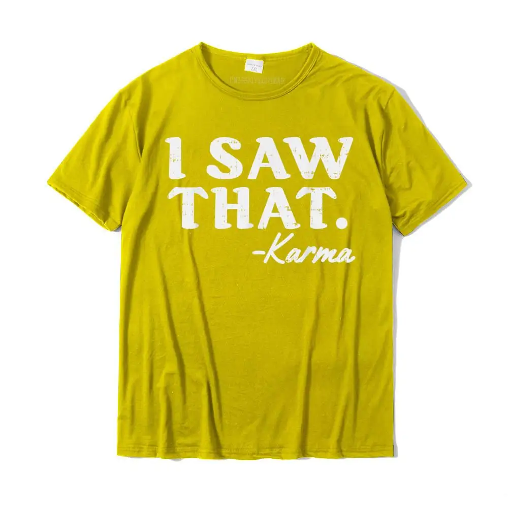 Casual T-Shirt Unique Short Sleeve 2021 New Fashion O-Neck Cotton Fabric Tops Shirt Casual Tees for Male Mother Day I Saw That Karma Funny Yoga Meditation Workout Quote Gift T-Shirt__MZ22937 yellow