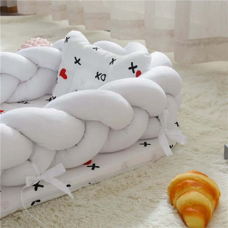Тканый узел детская кровать с подушкой Бампер анти-осенняя переносная детская кроватка моющаяся съемный бампер кроватки для младенцев