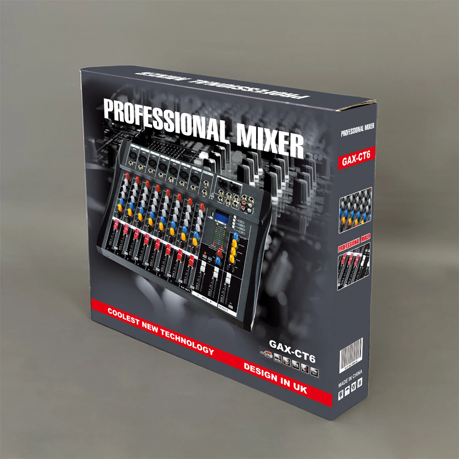 Audio Mixer GAX-CT6 6 Channel Audio Mixing Console Audio Blueteeth With Power Amplifier Mixer