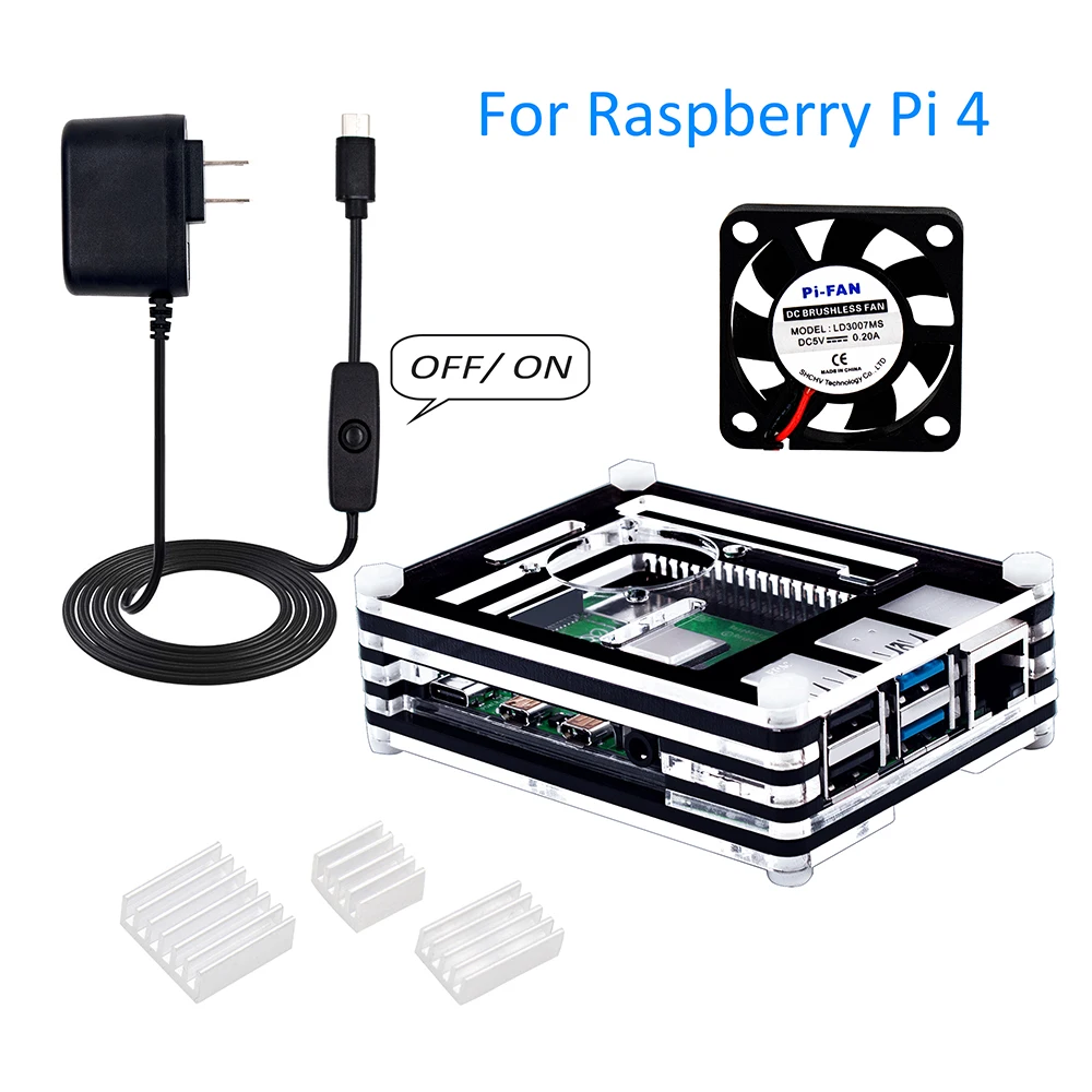 

9 Layer Acrylic Case for Raspberry Pi 4 Transparent Box Shell with Cooling Fan Protect Cover for Raspberry Pi 4 Model B
