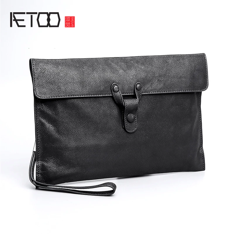 AETOO Sheepskin handbag men's leather fashion business casual envelope bag trend men's handbag