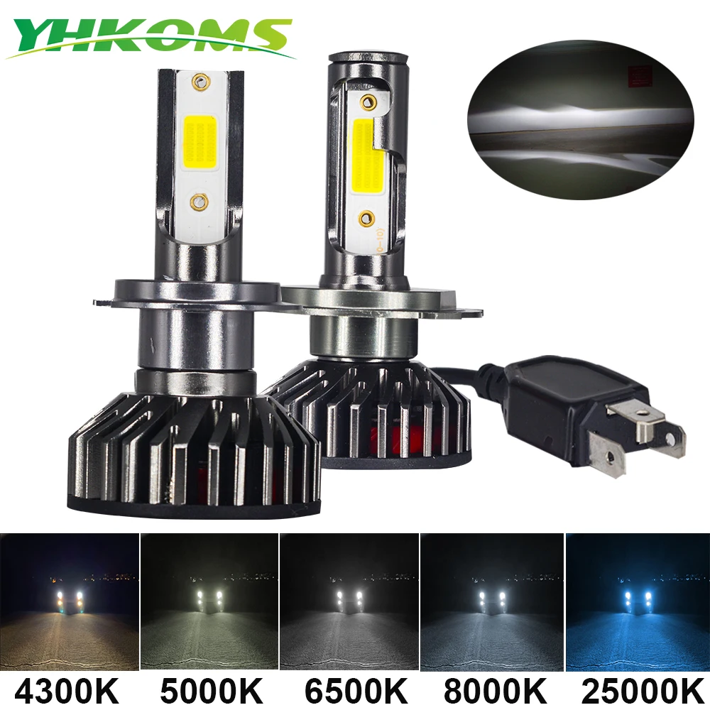 Автомобильная светодиодная лампа YHKOMS для фар головного света H4 H7 3000 K 4300 5000 6500 8000