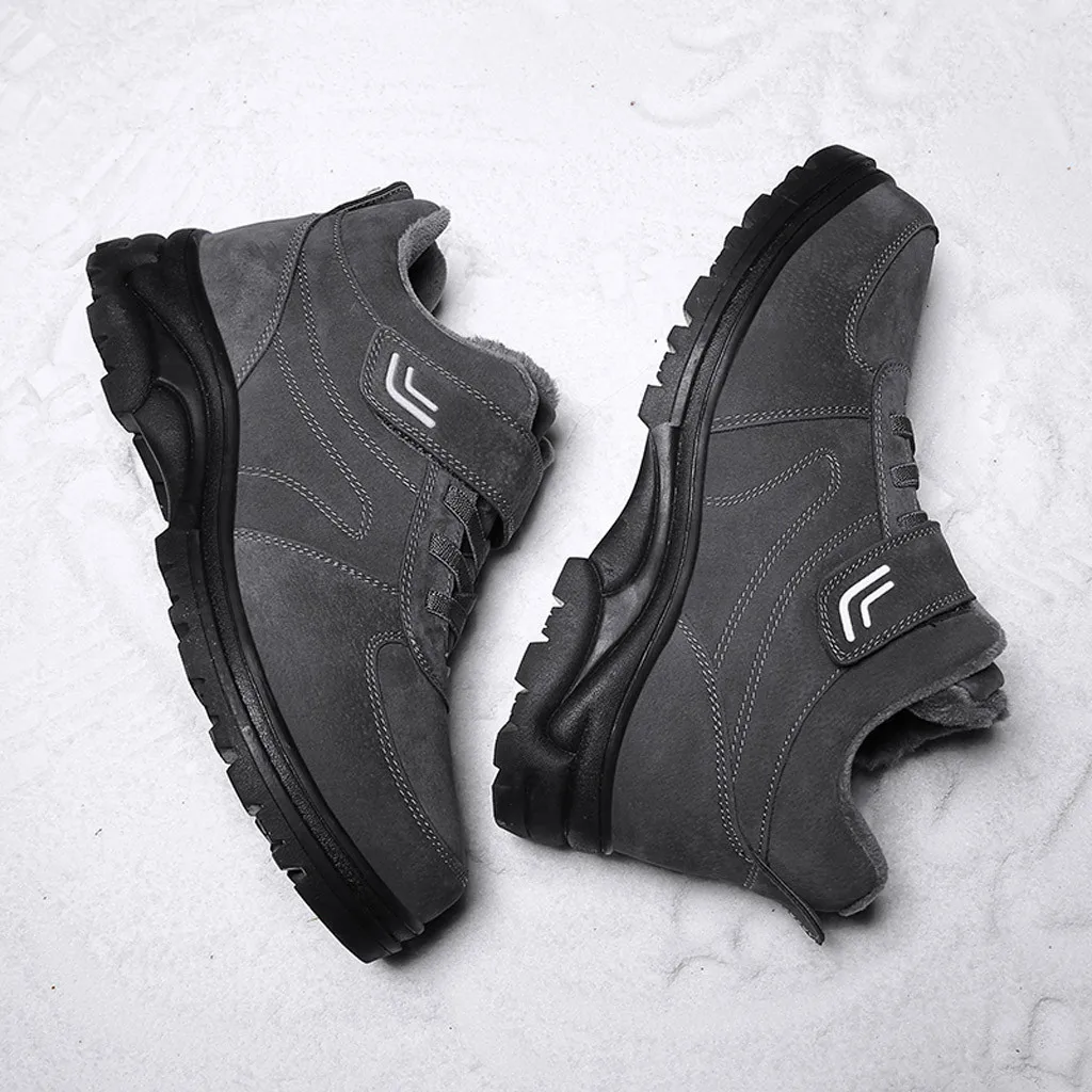 Outside Sport Men's Plus Velvet Warm Outdoor Walking Shoes Non-Slip Wear-Resistant Sneakers Short Plush Sewing Durable shoes#P10