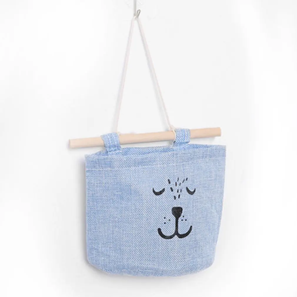 Практичная настенная сумка для хранения из хлопка и льна настенный шкаф вешалка