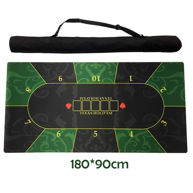 $64.31 180*90cm Classic Green Rubber Poker Table Layouts 10 Players Texas Hold'em Poker Table Cloth Poker Mat Tapis