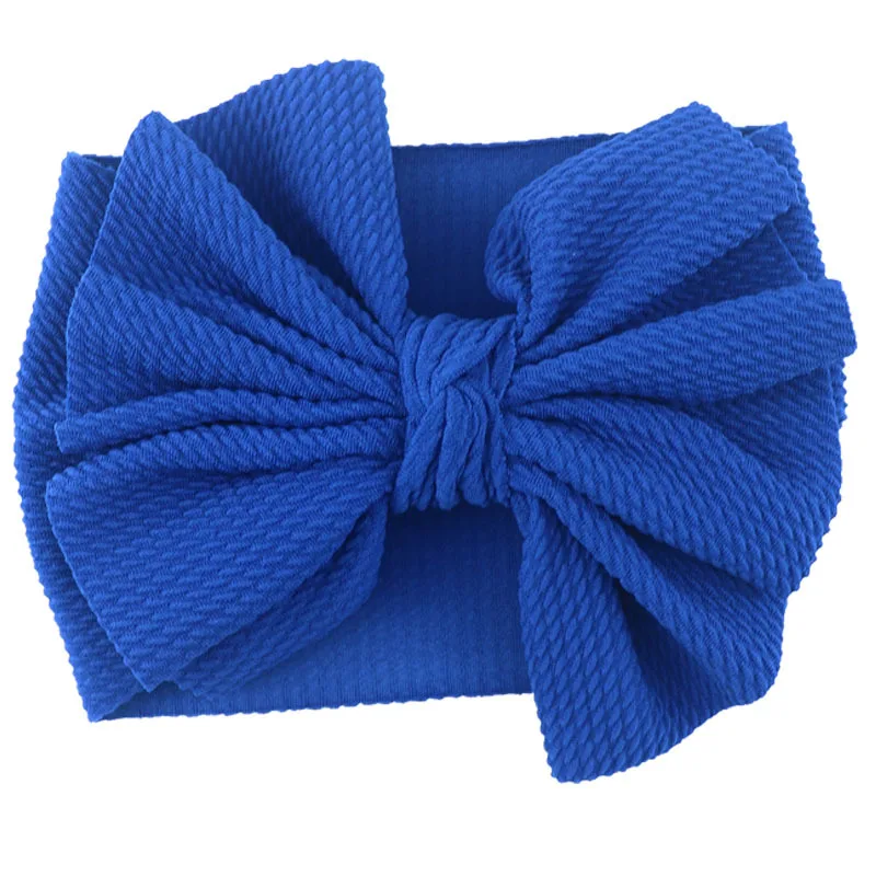 4 royalblue Baby Hairband Headwrap Large Bow Elastic Baby Headband Baby Girl Headbands Bandeau Bebe Fille Baby Turban Baby Hair Accessories - Цвет: 4 royalblue