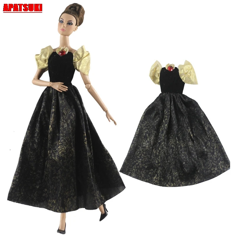 Black Evening Party Dress Elegant Set Clothes for Barbie Doll Costume Outfits Dresses 1:6 Dolls Kids Toy Best Gift Girls | Игрушки и