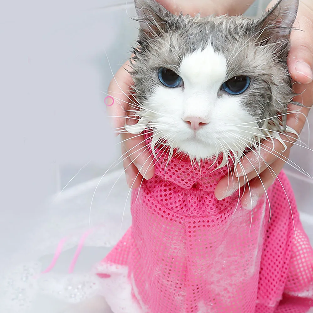 Cat Grooming Bag Mesh Cat Grooming Bathing Bag Cat Washing Bath Bag Restraint 