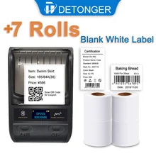 DETONGER DP23S 2 cal przenośny ręczny termiczna drukarka do etykiet BT kod kreskowy kod QR naklejki Plus 7 rolek puste białe etykiety
